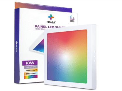 EKAZA Painel de LED Inteligente Wi-Fi e Bluetooth de Sobrepor Quadrado RGB + Dimmer, 18W, 1500L, 2700k-6500k, Compatível com Google Assistente e Amazon Alexa - EKHM-T2018SQ