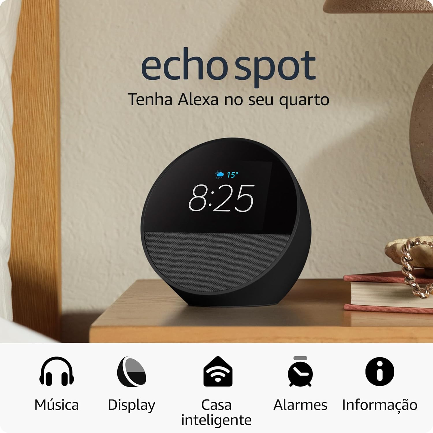 Echo Spot Com Alexa Despertador Inteligente Azul Amazon