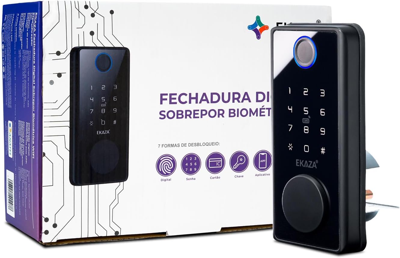 Fechadura Digital Ekaza Wifi Biométrica Sem Maçaneta Senha