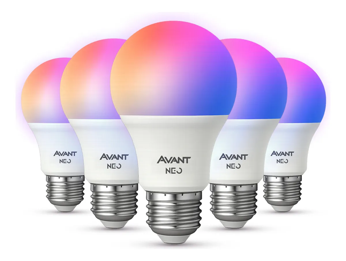 Kit 5 Lampadas Led Smart Inteligente Wi Fi Alexa google