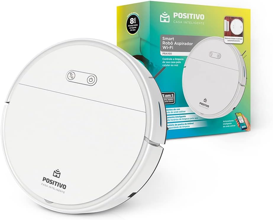 Smart Robô Aspirador Wi-Fi 3 em 1 positivo cor branco